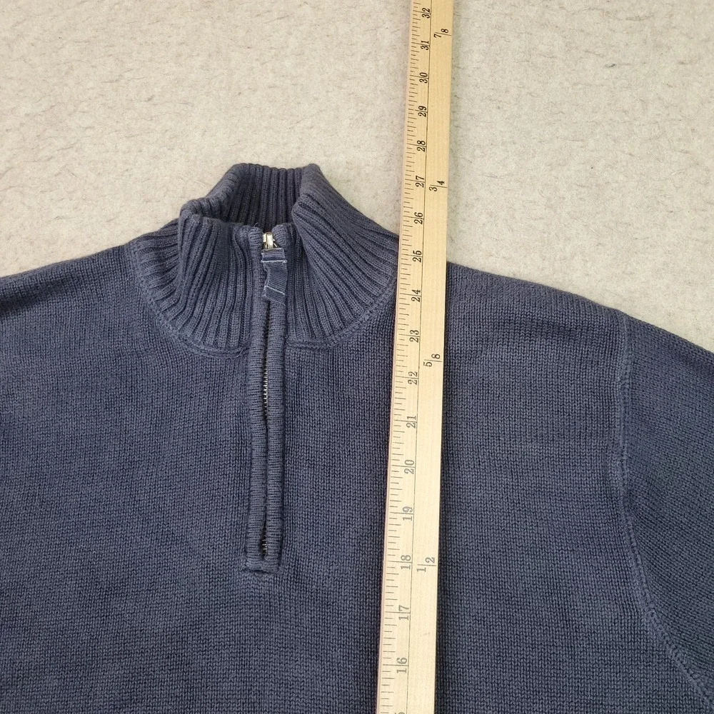 Eddie Bauer 1/4 Zip Knit Pullover Sweater‎ Mens Small Blue Mock Neck Vintage